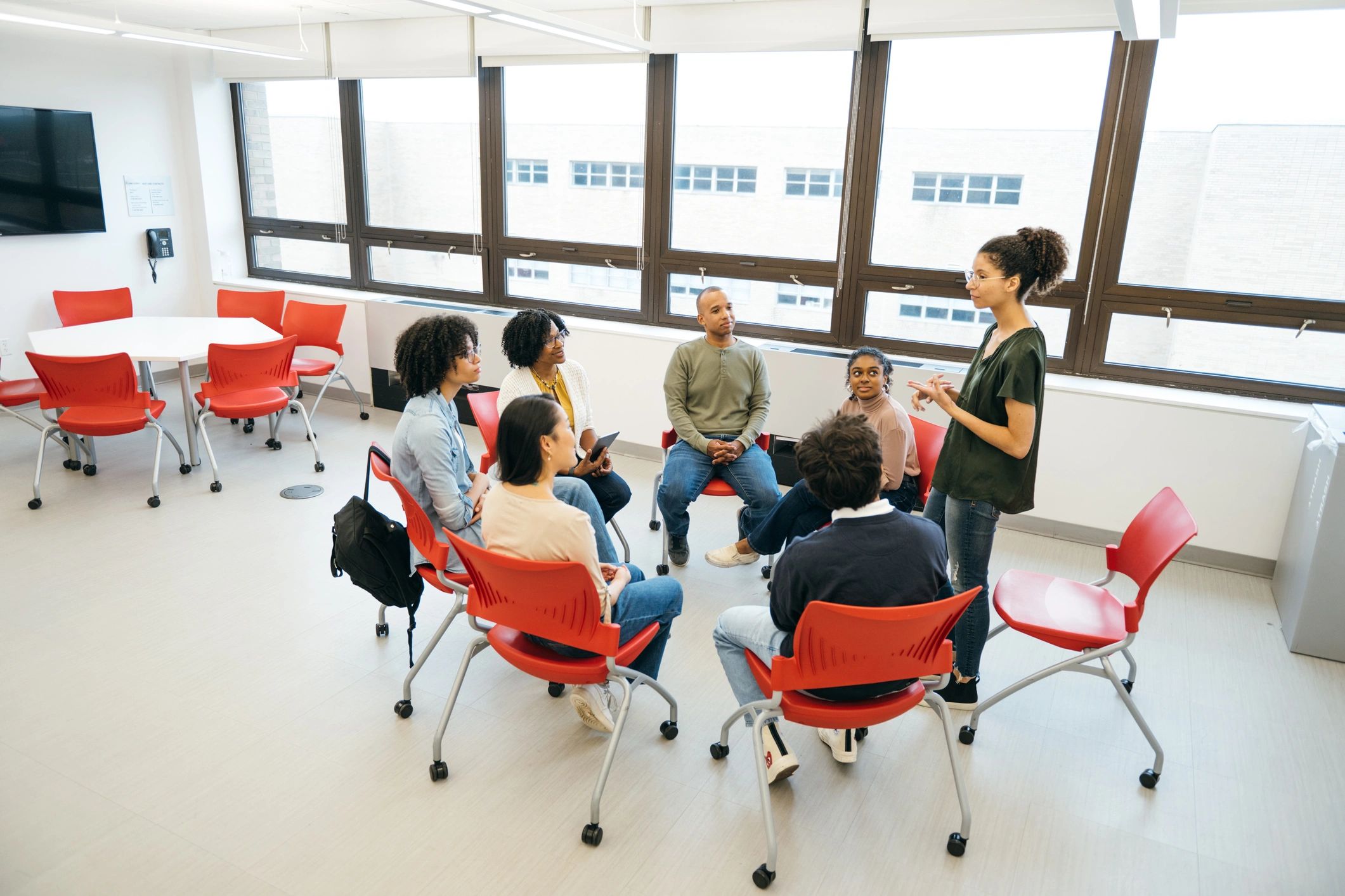 Peer support group session in progress