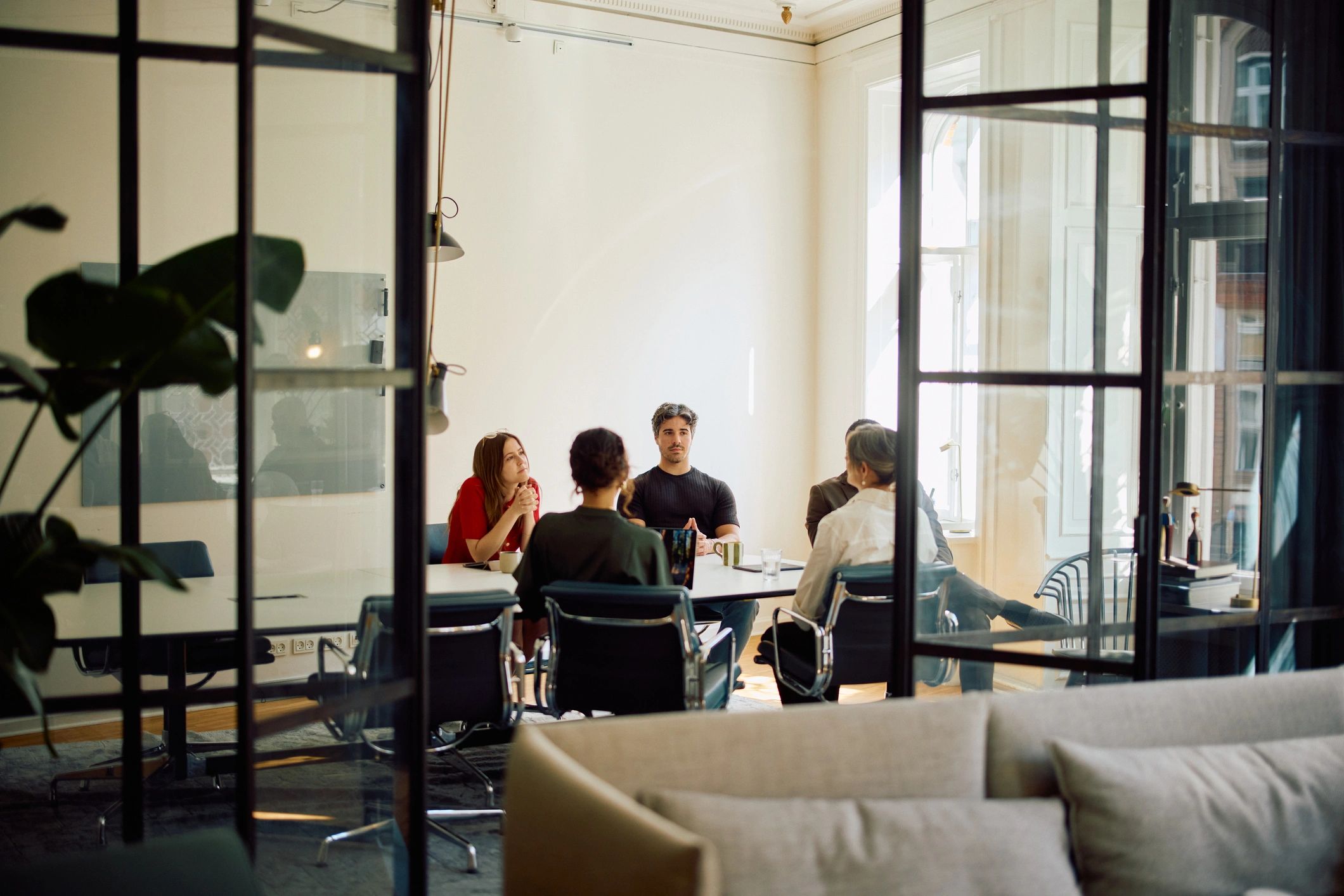 People meeting together in a welcoming shared space